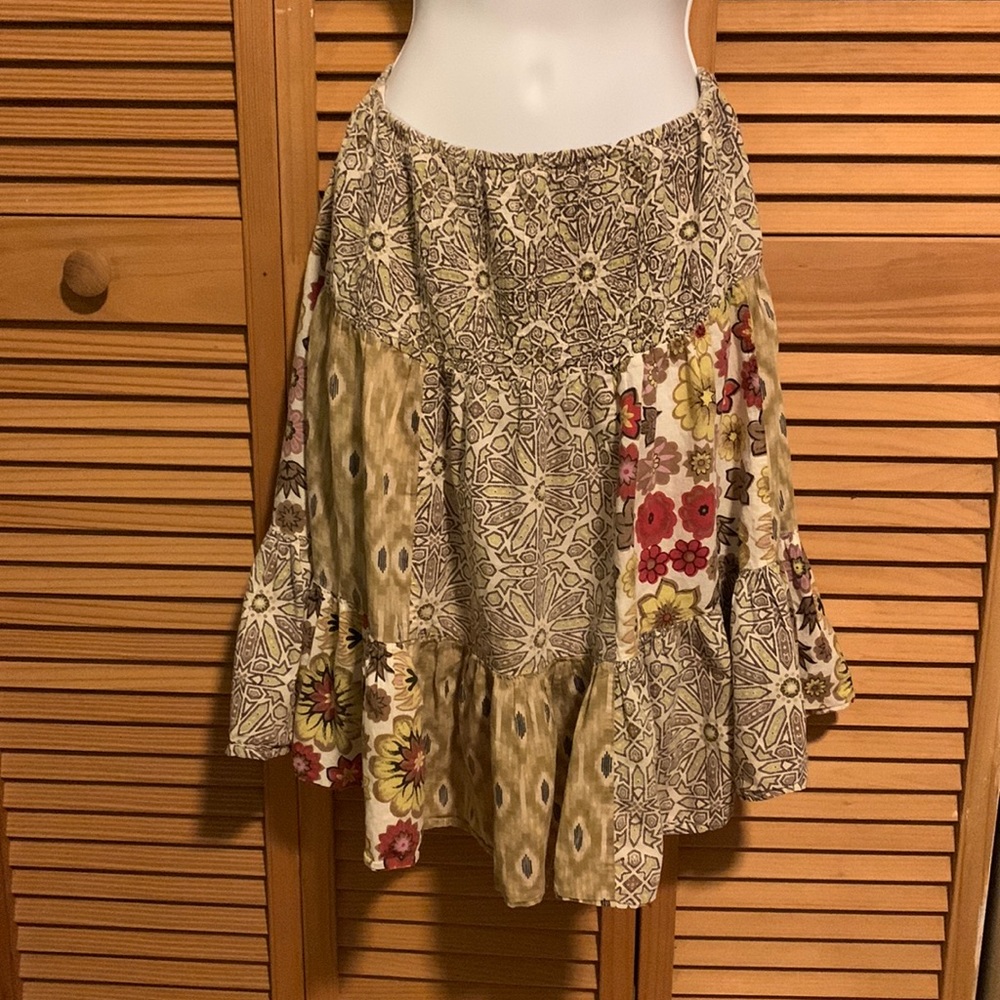 Colorful boho skirt with flower print